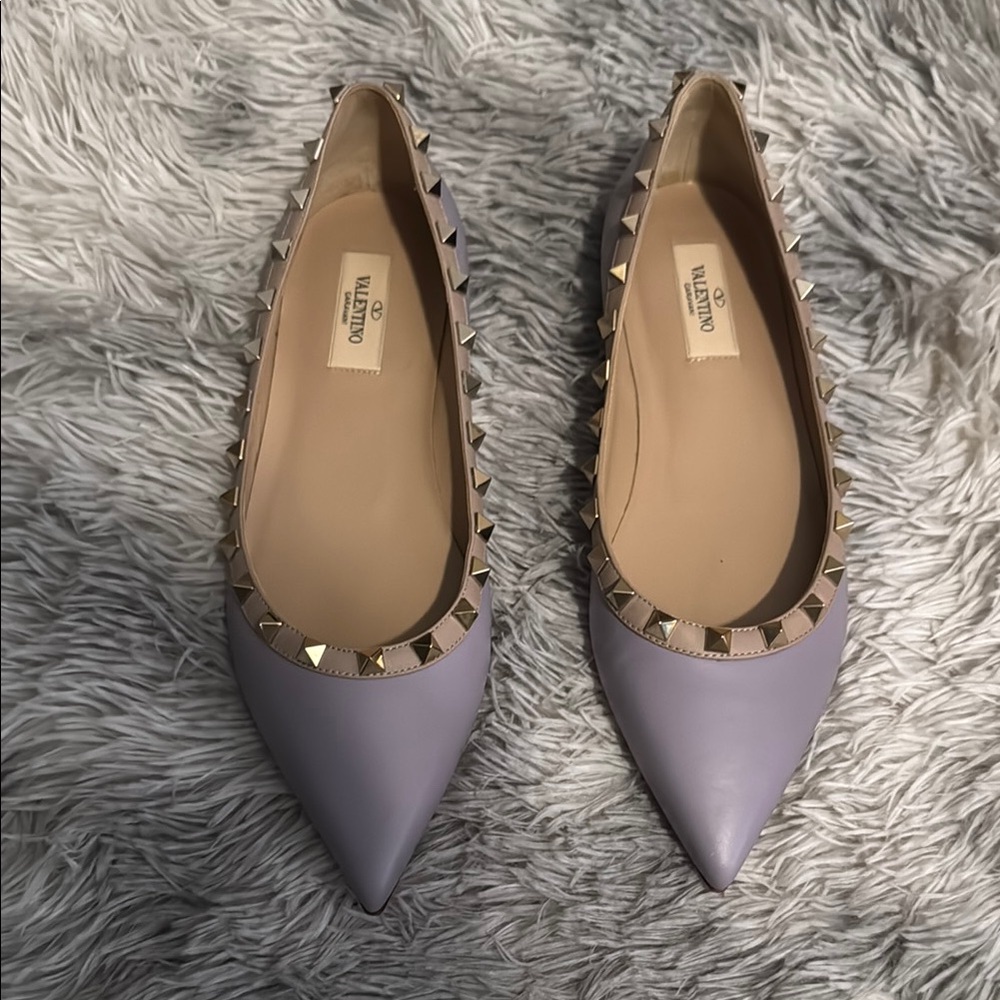 Valentino Lilac Studded Flats size 8 authentic - Picture 5 of 12